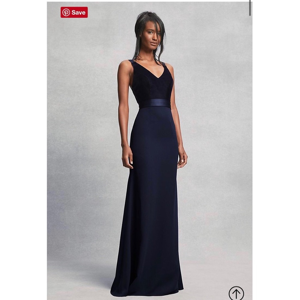 Vera Wang Crepe and Velvet Dress with Open Back